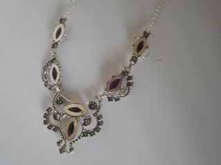 Gothic Witchy style sterling silver 925 stamp Amethyst necklace earring set 6