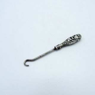 Antique Sterling Silver Button Hook With Swirl Design Week 2 P,  Nr