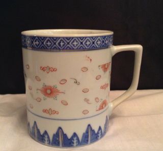 Chinese Multi Color Porcelain Rice Grain Blue & White Tea / Coffee Mug