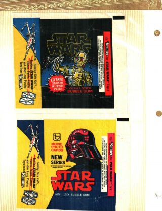 1977 Topps Star Wars Series 1,  2,  3,  4 & 5 Empty Wax Wrappers Good To Very Good