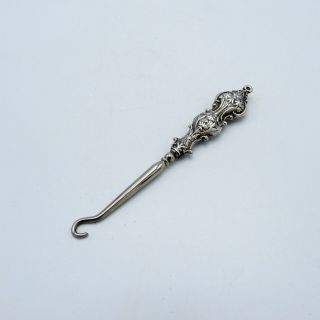 Antique Silver Button Hook With Hour Glass Design,  Week 2 K Nr