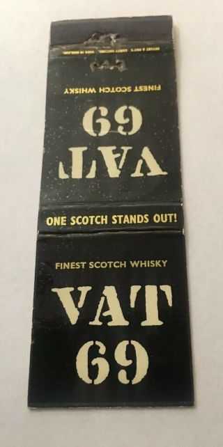 Vintage Matchbook Cover Matchcover Liquor Vat 69 Whisky Whiskey