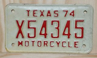 1974 Texas " Motorcycle " License Plate