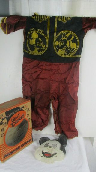 Vintage Rare Mickey Mouse Ben Cooper Halloween Costume Cloth Mask