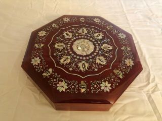 Korean Table Top Wooden Jewelry Box With Removable Trays Mother Of Pearl Inlay
