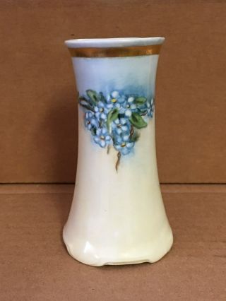 Porcelain Rs Germany Hat Pin Holder W/ Hand Painted Blue Flowers