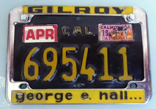 1963 - 1970 California Black Motorcycle Plate Frame Triumph Bsa Norton Hall Gilroy