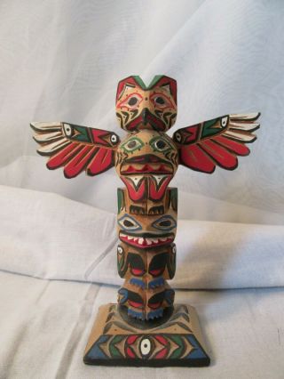 Signed Nancy Williams Northwest Coast Native American Carved Wood Totem Pole Nr