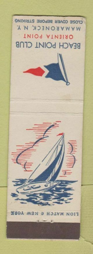 Matchbook Cover - Beach Point Club Orienta Point Mamaroneck Ny