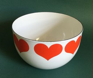 Vintage Large Heart Bowl By Kaj Franck For Arabia Finland Mcm Enamel