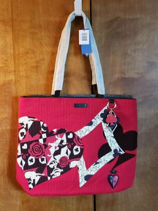Vera Bradley Iconic Disney Tote Alice In Wonderland Painting The Roses Nwt Red