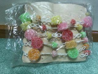 , Opened Package Vintage Gumdrop Sugared Candy Christmas Tree Garland 100 