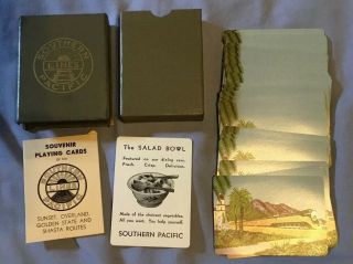 Vintage 1949 Southern Pacific Lines Railroad Deck Set Playing Cards Box Pamphlet