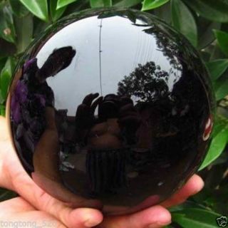 80mm,  Stand Natural Black Obsidian Sphere Large Crystal Ball Healing Stone Aaa