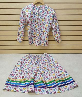 Hand Crafted Multicolored Flower Design Native American Indian Skirt & Shirt Set