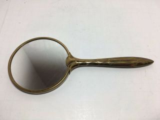 Vintage Brass Hand Held Vanity Mirror 9.  25” Double Sided