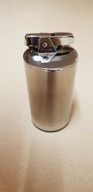 Vintage Ronson Retro 1960s Stainless Steel Cylindrical Petrol Table Lighter Gwo