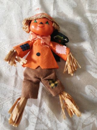 Vintage Halloween Scarecrow Plastic Pumpkin Head Japan