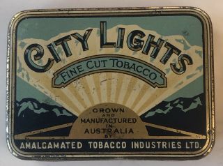 City Lights Fine Cut Tobacco Tin Amalgamated Tobacco Industries Melbourne