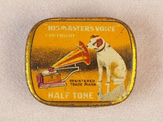 Vintage Phonograph Gramophone Needle Tin His Masters Voice Half Tone
