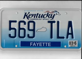 Kentucky Passenger 2016 License Plate " 569 Tla " Natural Fayette