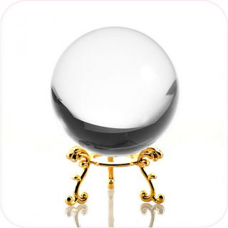 2.  3 " 60mm Clear Quartz Crystal Ball With Gold Flower Stand In Gift Bo Usa Seller