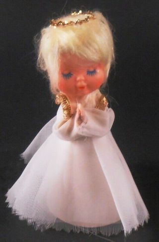 Miniature Tree Cone Angel Vintage Made In Japan 4.  5in Tall Blonde Hair Halo