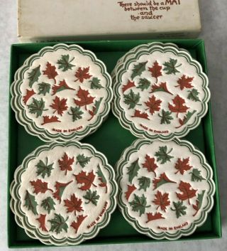 Vintage Freund Mayer Coasters Paper Tea Saucermats England Autumn Leaves Fall