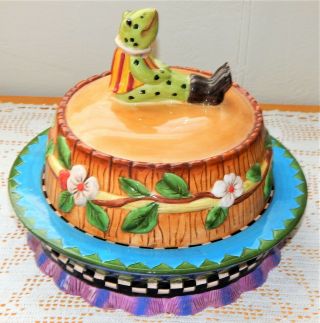 House Of Hatten Peggy Fairfax Herrick Frog Cake Plate Stand Ceramic