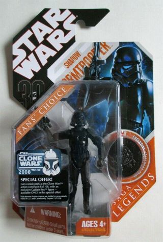 Star Wars 30th Anniversary Shadow Stormtrooper 4 " Figure W/ Coin Hasbro 2007