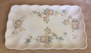 Vtg Floral Porcelain Dresser Vanity Tray Shabby Scallop Edge Antique Delicate