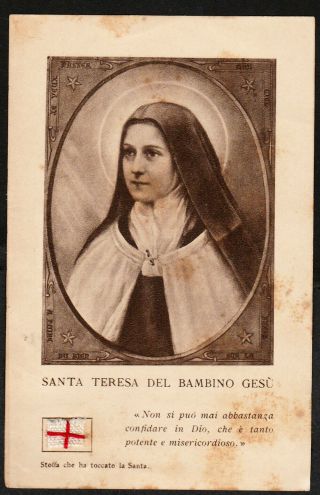 Vintage Holy Card With Relics Saint Therese Of Lisieux