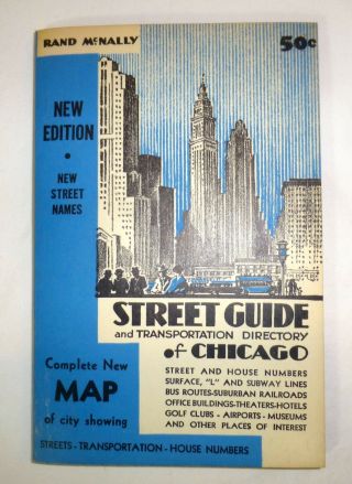 1950 Rand Mcnally Street Guide,  Directory Of Chicago; History,  Fold - Out Map