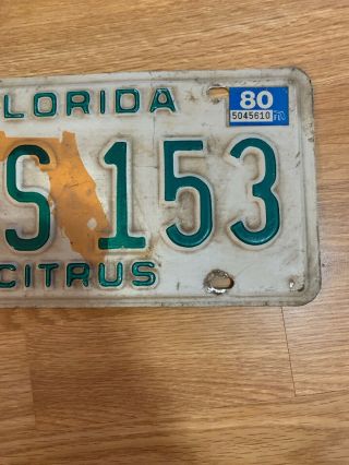 Florida 1980 License Plate Citrus County. 3
