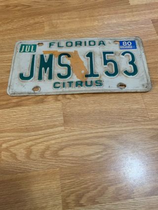 Florida 1980 License Plate Citrus County. 5