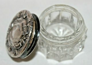Antique Cut Crystal Glass Sterling Silver Webster Co Floral Dresser Box Vanity 3