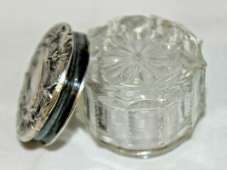 Antique Cut Crystal Glass Sterling Silver Webster Co Floral Dresser Box Vanity 5