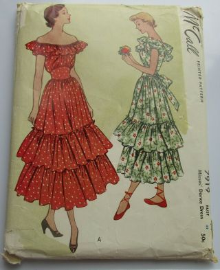 Vintage 1950 Mccall Pattern 7919 – Misses Dance Dress – Size 14