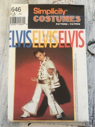 Child Elvis Presley Costume Pattern Simplicity Costumes Size A 3 - 8 Number 8646
