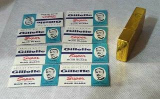 Old Vintage Set Of 8 Gillette Blue Razor Blades Box