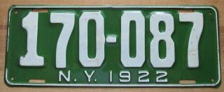 York 1922 License Plate 170 - 087