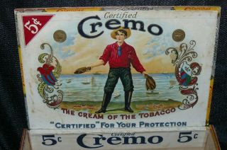 Vintage Certified Cremo Wood Cigar Box Factory No 1896 Kentucky Lithograph