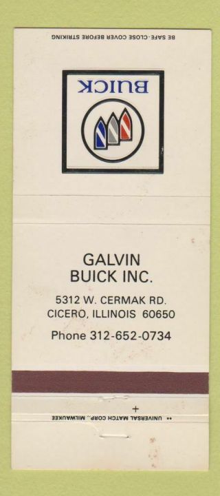 Matchbook Cover - Galvin Buick Cicero Il Wear 30 Strike