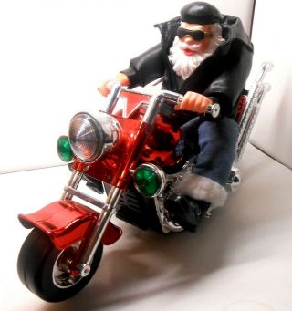 Santa Claus On A Chopper Motorcycle Christmas Figurine Perfectly