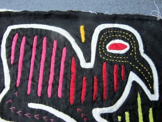Vintage folk art Mola Textile Kuna Indians Panama reverse applique 4 2