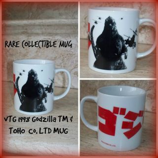 Rare Tm & Toho Co Ltd Vintage 1998 Godzilla Red White Black Coffee Ceramic Mug
