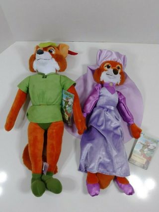 Disney Store Robin Hood & Maid Marian 18 " Plush Stuffed Toy Dolls W Hang Tags