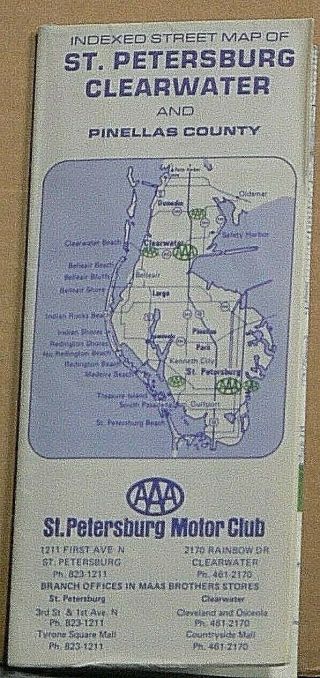 1978 Aaa Street Map Of St Petersburg - Clearwater,  Florida