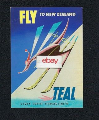 Teal Air Zealand Airline Issue 2015 Retro Skier 1950 