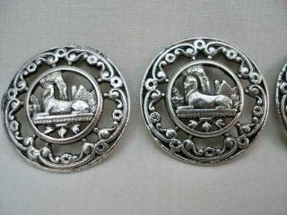 Four Antique Egyptian Revival Silver Buttons. 3